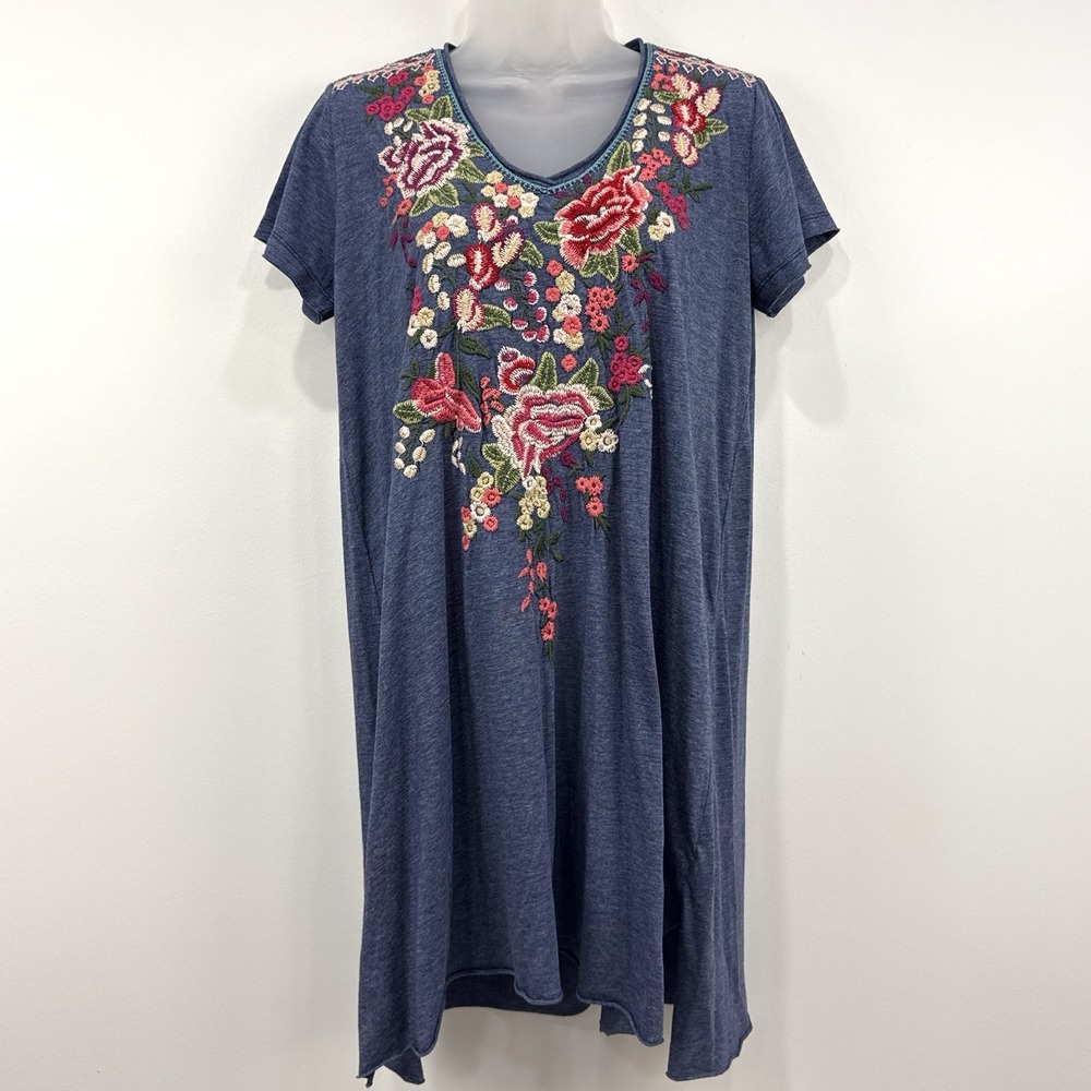 Johnny Was Adeline Tunic Dress Womens PS Embroidery Boho Hippie Short Sleeve